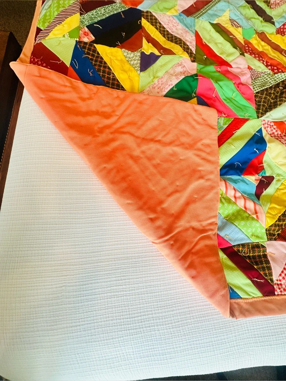 VTG Multi-Color Handmade Patchwork String Herringbone Quilt